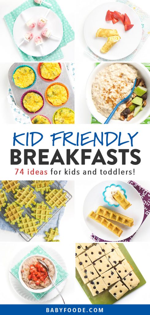 Pinterest collage for an article about breakfast ideas for kids and toddlers.