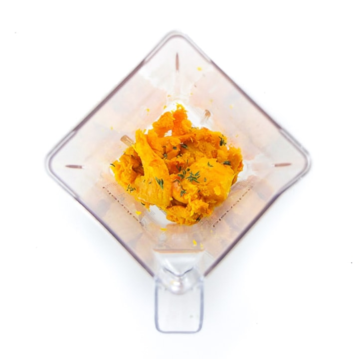 blender full of butternut squash.