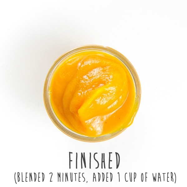 finished baby food puree in a glass jar